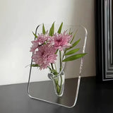 Popxstar Creative Photo Frame Vase Art Acrylic Hydroponic Flower Arrangement Device Transparent Vase Living Room Desktop Home Decoration