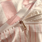 4 Pieces Striped Duvet Cover Set, 100% Washed Cotton Ins Style Bedding Set, Soft Skin Friendly Quilt Cover Bed Sheet Pillowcase