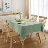 Popxstar Cotton Fabric Tablecloth Tassels Stitching Washable Table Cloth for Wedding Party Dining Banquet Decoratio Christmas Table Cover