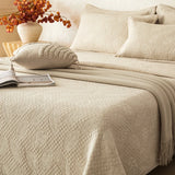 Popxstar  3Pcs Luxury Natural Cotton Linen Soft Comfortable Quilted Bedspread, Bed Cover, Mattress Topper, Bed Sheet, With Pillowcases