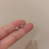 Popxstar Trend Silver Color Plated Hollow Star Hoop Earring For Women Fashion Vintage Accessories Aesthetic Jewelry Gift