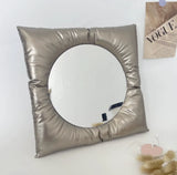 Popxstar  Wall Mirror Modern Silver Pillow Mirror Creative Square Wall Mounted Mirrors Makeup Mirror Bathroom Home Bedroom Wall Decor