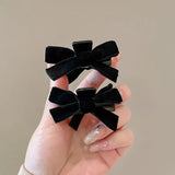 Popxstar Sweet Black Red Bow Small Hair Claw Clip Princess Velvet Bow Hair Clip Claw Clamp Headwear Girls Women Korean Hair Styling Tools