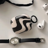Popxstar  for apple airpods pro 2 earphone case black white curve gloss soft protection cover korea couple silicone case for airpods 1 2 3