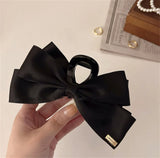 Popxstar Large Black Fabric Bow Grab Hair Clips Women's New Korean Style Hairpin Fashion Shark Cawl Clips Girls Hair Accessories
