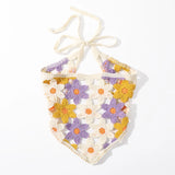 Popxstar Knitted Triangle Scarf Headbands Women Hollow Flower Korean Hair Band Turban Bandana Headwarp Fashion Hair Accessories