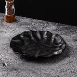 Popxstar  1PC Ceramic Dinner Plates for Home Pleated Texture Design Western Plates Japanese Style Dishes Good Looking Tableware