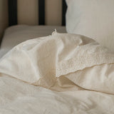 Popxstar  4/5Pcs French Vintage Bedding Sets 85% Cotton and 15% Linen Stitch Embroidery Double Bed Sheet Coverlet Quilt Cover Pillowcases
