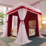 Four Season Quadrate Palace Mosquito Net with Frame Romantic Shading Bed Curtain Canopy Nets Three-door Bedcover Curtain