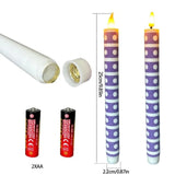 6pcs Macaron Glitter Electronic Candles Macaron Color Realistic Flame LED Candles Remote Control Christmas Straight Rod Candles