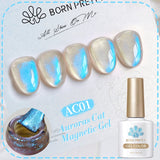 Popxstar 10ml Rainbow Purple Water Light Cat Magnetic Gel Nail Polish Shining Sliver-light Holographics Semi Permanent UV Gel