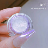Popxstar Aurora Pearl Nude Pink White Nails Glitter Dust Chrome Moonlight White Rubbing on Powder Shell Mirror Pigment Nail Art Supplies