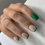 Popxstar  24Pcs French Tip  Press on Nails Short Coffin False Nails Simple Wearable Fake Nails Frosted Full Cover Press on Nail Tips Art