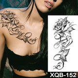 Popxstar Waterproof Temporary Tattoo Sticker snake flower rose Flash Tatoo sexy Arm Large Size Black Wrist Fake Tatto For Body Art Women