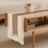 Popxstar Boho Table Runner for Home Decor Macrame Cream & Brown Farmhouse Table Runner with Tassels for Bohemian Dining Bedroom Decor
