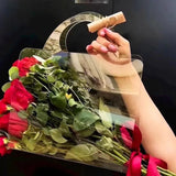 Popxstar New Transparent Flower Bag with Handle Fresh Flower Bouquet Wrapping Boxes Wedding Birthday Party Gift Rose Packaging Handbags