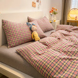 Popxstar Fashion Plaid Bedding Set 100% Cotton Duvet Cover Set Home Textiles Nordic Bed Sheet Queen King Quilt Cover Pillowcase Bed Linen