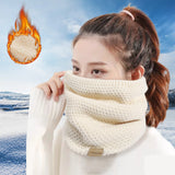 Popxstar Knitted Scarf Winter Warm Snood Scarves Solid Thicken Wool Fur Neck Warmer Unisex Men Neck Scarfs Ring Female Pullover Scarf