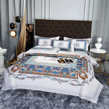 Popxstar  Premium 1000TC Egyptian Cotton Luxury Bedding Set Boho Style Digital Printing Duvet Cover Flat/Fitted Bed Sheet Pillowcases 4Pcs