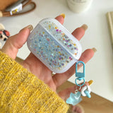 Popxstar Glitter Sequins Bling Earphone Case For AirPods 1 2 3 4 Protective Cover Funda with Keychain for Apple Airpods 3rd 4th Gen Pro 2