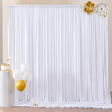 Popxstar Free White Backdrop Curtains for Wedding Parties, Polyester Photography Backdrop Drapes for Birthday Parties Stage