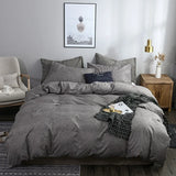 Popxstar  Simple Texture Grain Polyester Duvet Cover Set King Size Plain Queen Bedding Set Affordable Durable Quilt Cover and Pillow Case