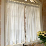 Cream French Romantic Lace Sheer Curtains for Living Room Translucent Privacy Window Drapes Veil Light Filtering Gauzes Tulle