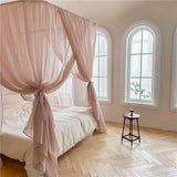 Popxstar Light Luxury French Linen Style U-shaped Mosquito Net Lightweight  Breathable Palace Style Yarn Net Bed curtain Without Bracket