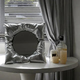 Popxstar  Wall Mirror Modern Silver Pillow Mirror Creative Square Wall Mounted Mirrors Makeup Mirror Bathroom Home Bedroom Wall Decor