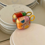 Popxstar  Retro graffiti oil painting cute cat headphone case for airpods 4 tpu soft protection cover for airpods 2 3 pro 2 earphone shell