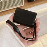Popxstar  Luxury Business Earphone Bag For AirPods 4 Case Solid Color Matte Leather Portable Protection Cover For AirPods 1 2 3 Pro 2 2nd