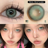 Popxstar 1 Pair Blue&Green Lenses Colored Eyeglass Lenses Bright Beauty Pupils Eye Color Lenses Myopia With Diopter Fashion Lens