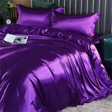 Popxstar High-end Blending Natural Mulberry Silk Bedding Set Luxury Satin Silky Queen Size Duvet Cover Set with Sheets King Size Bed Set
