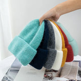 Popxstar High Quality Thickened Knitted Beanies Hat Women Men Skiing Gorras Winter Rabbit hair Warm Wool Caps Ear Windproof Cycling Hats