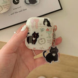 Popxstar  cartoon lovely black cat soft earphone case cute pendant for apple airpods 2 3 pro 2nd wireless bluetooth charging box capa fall