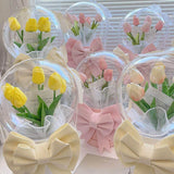 Popxstar DIY Tulips Bouquet Material Bag Handmade Valentine's Day Gifts Bride Wedding Decor Transparent Ball Bouquet Packaging Material