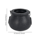 Popxstar 6/12pcs Mini Black Candy Kettles Witch Cauldron Pot Candy Buckets Holder for Kids trick or treat Favors Halloween Party decor