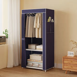 Popxstar Minimalism Fabric Wardrobes Bedroom Plastic Storage Wardrobes Storage Cabinet Dust Proof Foldable Clothing Hanger with Curtains