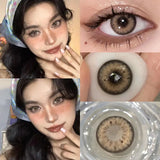 2Pcs New Colored Contacts Lenses with Myopia Yearly Brown Lens Soft Fashion Colored Cosmetics Natural Beauty Pupils
