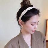 Popxstar New Pu Leather Braided Headband Coffee Beige Black Twisted Hairband Women Girls Simple Hair Band Women Hair Accessories