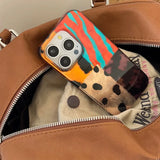 Popxstar New Retro Four-color Leopard Pattern Stitching Phone Case For iPhone 16 15 14 13 12 11 Pro Max 7 8 Plus X XR XS Silicone Cover