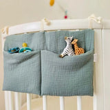Popxstar Baby Crib Storage Bag Cotton Double Pouch Newborn Bed Headboard Organizer for Kids Baby Bedding Diaper Toys Bag