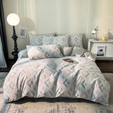 Nordic Style 100% Cotton Duvet Cover Set 1 Duvet Cover 2 Pillowcase Plaid Print Bedding Standard Size Bedroom Decoration