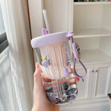 Summer Lemon Cold Brew Plastic Straw Cup Cute Large Capacity Drinking Water Cup For School Girl Children Coffee Cups