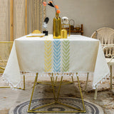 Popxstar Floral Pattern Tablecloth for Dining Table,Dust Proof Spillproof Soil Resistant Cotton Linen Rectangle Table Cover
