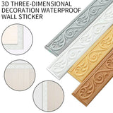 Popxstar 3D Wall Trim Line Skirting Sticker Self-Adhesive Vinyl Wall Trim Sticker 230*5*0.4cm Household Waterproof Baseboard Wall-paper