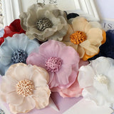 10PCS/Lot 10CM Large Handmade Chiffon Fabric Artificial Flower For Wedding Dress Clothing Hats Headdress Decoration DIY