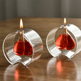 Popxstar  Creative Transparent Glass Love Oil Lamp Room Decoration Table Lamp Wedding Desktop Decoration Candle Holder Smoke Free Oil Lamp