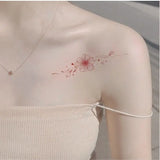 Sakura Temporary Tattoo for Women Clavicle Shoulder Art Flower Tattoo Stickers Japanese Pink Cartoon Fake Floral Sticker