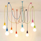 Popxstar Colorful 6/8/10 Lights Lustre Retro Edison Bulb Chandelier Loft Light Pendant Lamp Spider Light Restaurant Warehouse